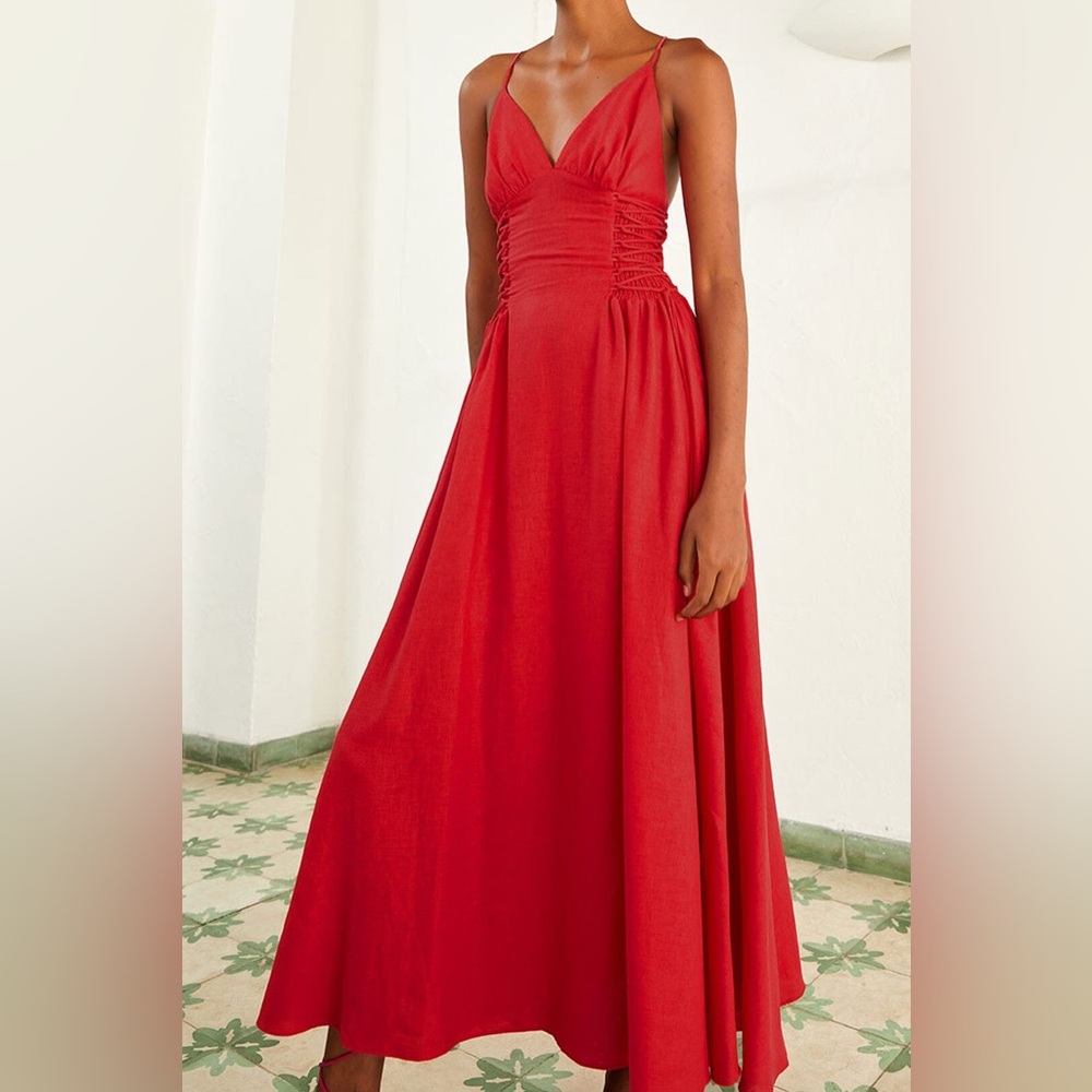Farm Rio Red Sleeveless Midi Dress XS NWT